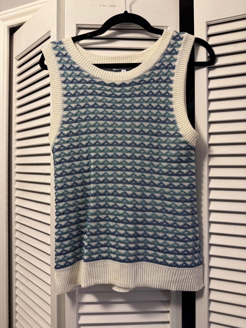 Sam Edelman Blue and Cream Knit Tank Top
